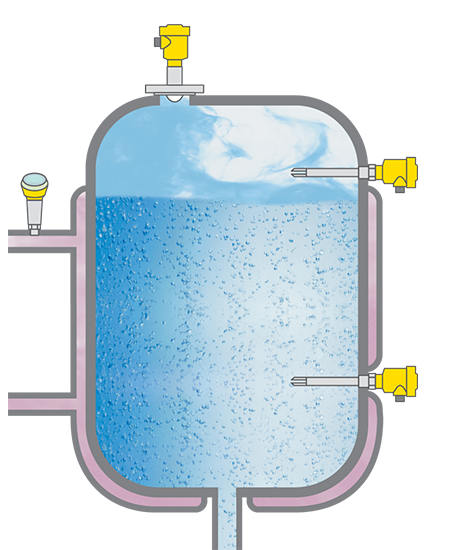 Level measurement in the preparation tank for solvents